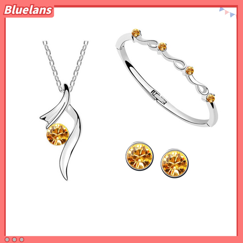 Bộ Trang Sức Mạ Bạc Đính Đá Sang Trọng 48h