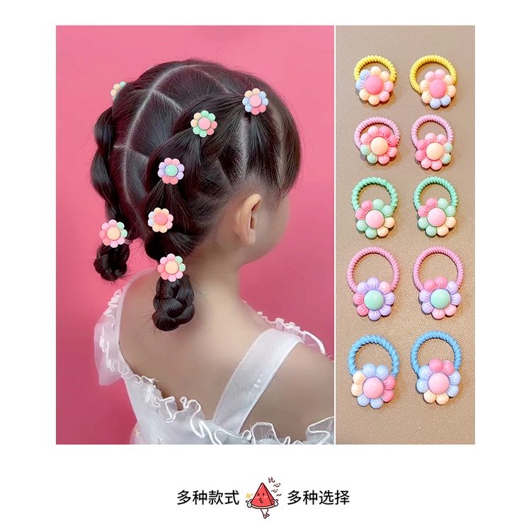 Set 10 Dây Cột Tóc Hoạt Hình Nhiều Kiểu Cho Bé Gái Nhiều Màu Dây Thun Buộc Tóc Cho Bé Hàn Quốc Dễ Thương DCT004