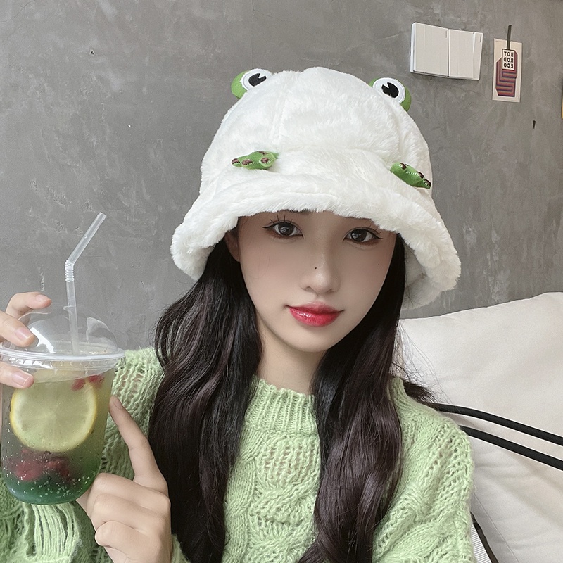 Nón tai bèo hình chú ếch nhồi bông dễ thương thời trang mùa đông dành cho nữ