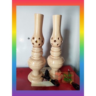 Đèn thờ điện gỗ  thông tổ ong trang trí bàn thờ cao 30cm( đèn thờ công giáo)
