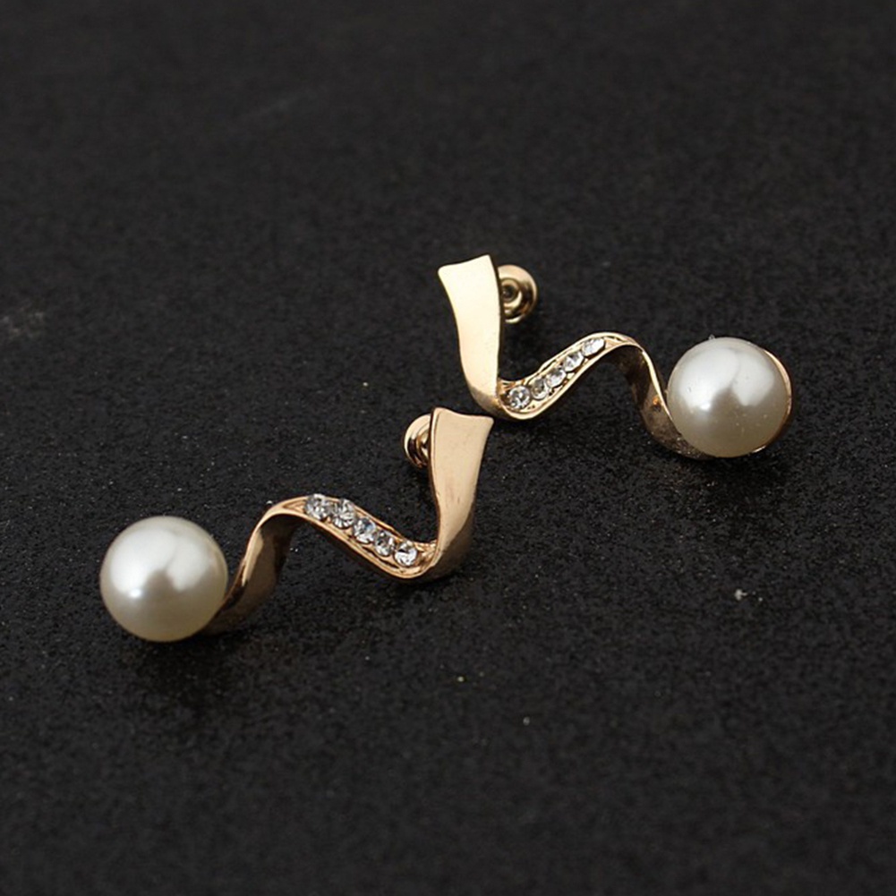 Bộ Vòng cổ + Bông Tai Đính Ngọc Trai Nhân Tạo &amp; Kim Cương Giả Cho Nữ