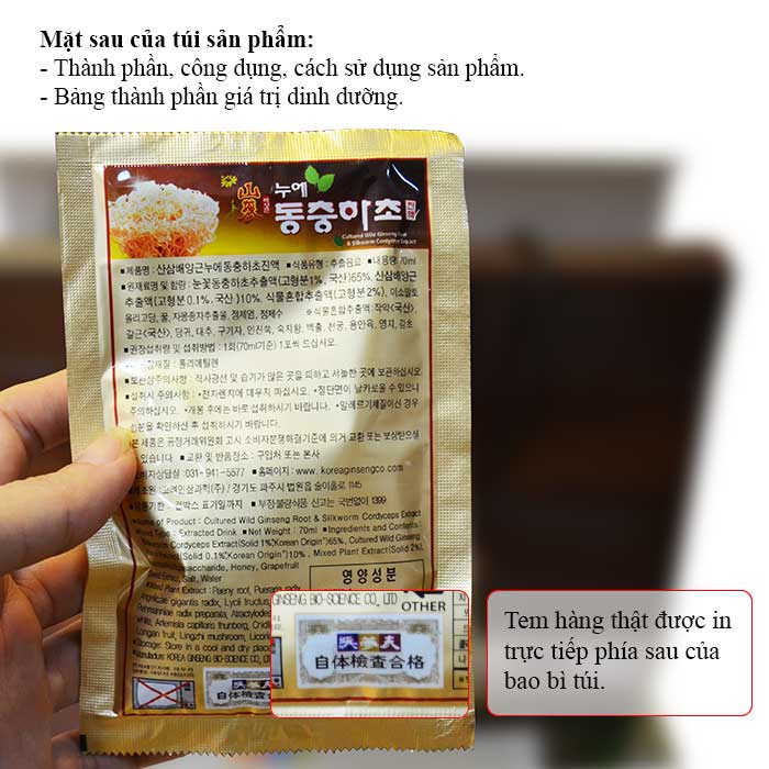 Nước đông trùng hạ thảo sâm núi bio hàn quốc chính hãng xách 30 gói x 70ml