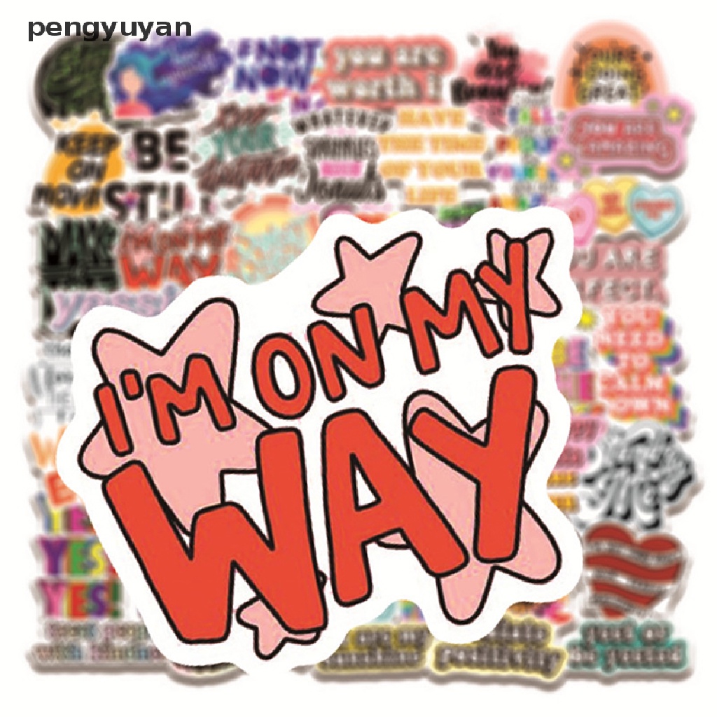 Bộ 50 Miếng Dán Đề Can In Câu Trích Dẫn Động Lực DIY Đa Ứng Dụng Cho Laptop / Vali / Ván Trượt / Xe Hơi