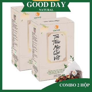 COMBO 2 HÔP Trà thảo mộc Quê Việt - Mát gan, ngủ ngon, giảm căng thẳng mệt mỏi, nguyên liệu hữu cơ
