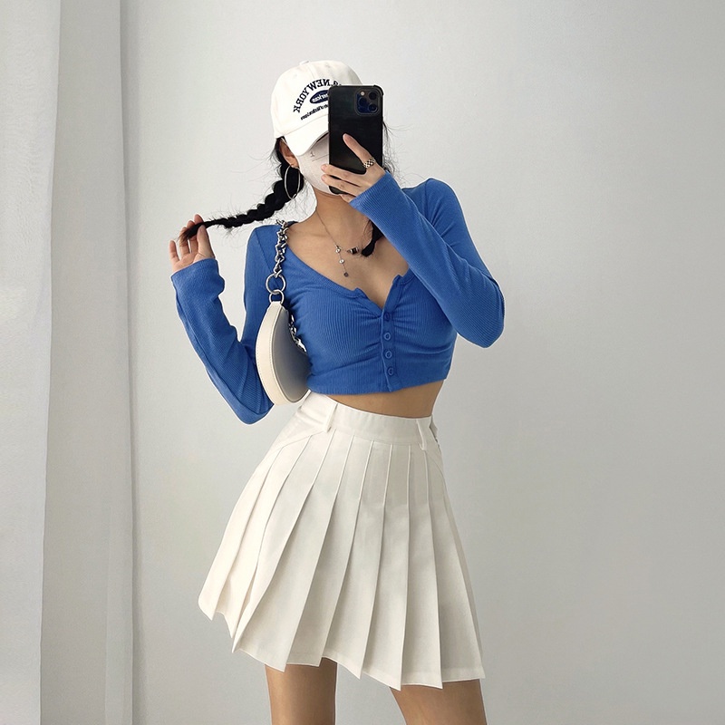 Áo croptop tay dài áo crt ôm chất thun gân form ngắn cá tính - A0104