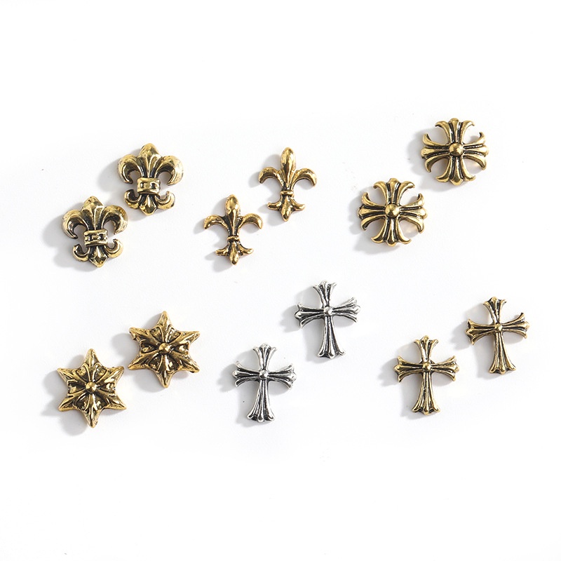 Phụ Kiện Trang Trí Móng Tay Hình Chữ Thập Bằng Kim Loại Phong Cách Rock