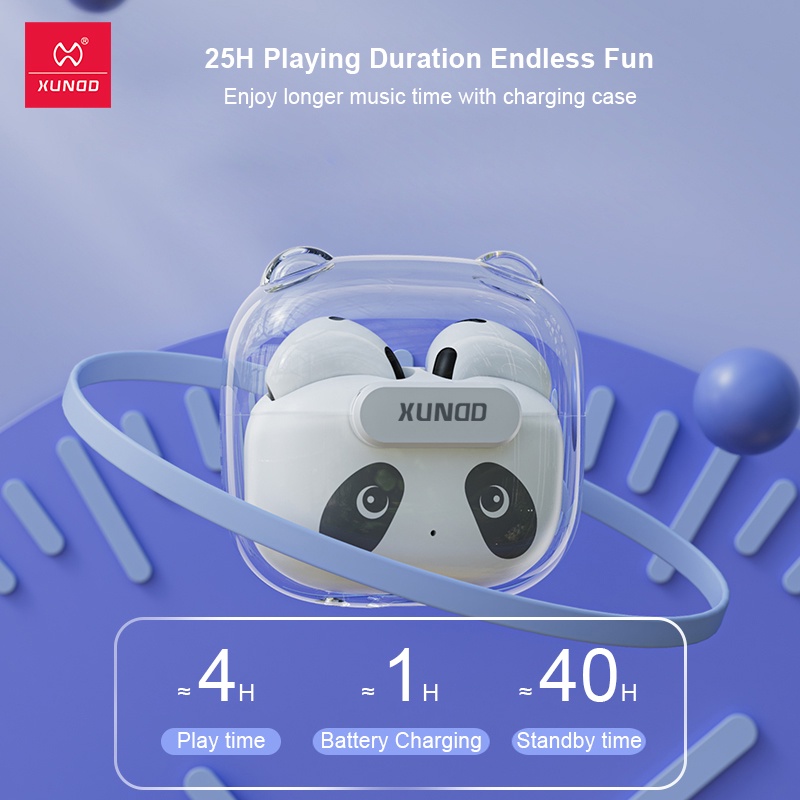 XUNDD X15 TWS Hình Gấu Trúc Dễ Thương Dung Tích Lớn Có 3 Màu Tai Nghe Bluetooth Earphone