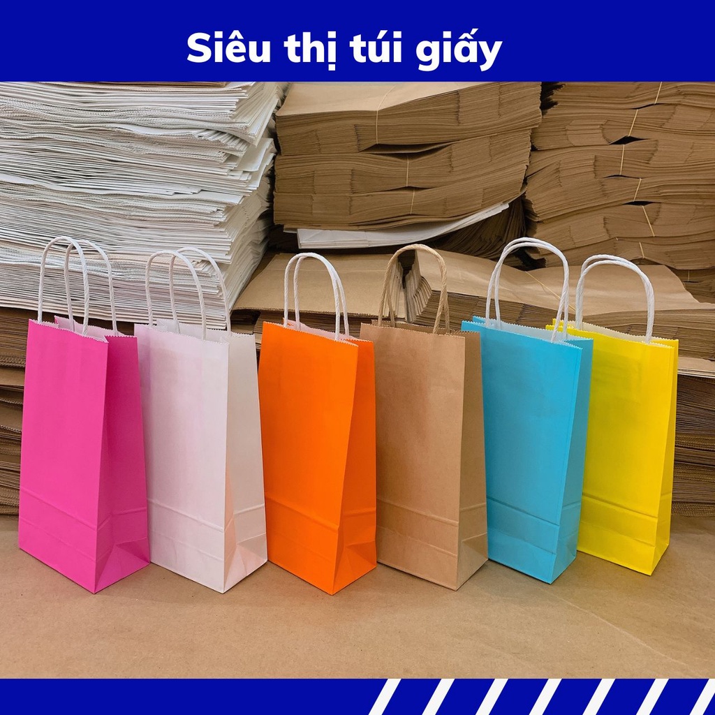 Combo 50 túi giấy mã 01 12x6x22 in màu có quai (ảnh thật)