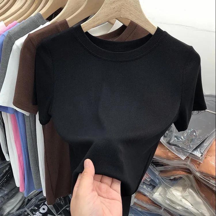 Áo thun ngắn tay màu sắc thanh lịch thời trang cho nữ