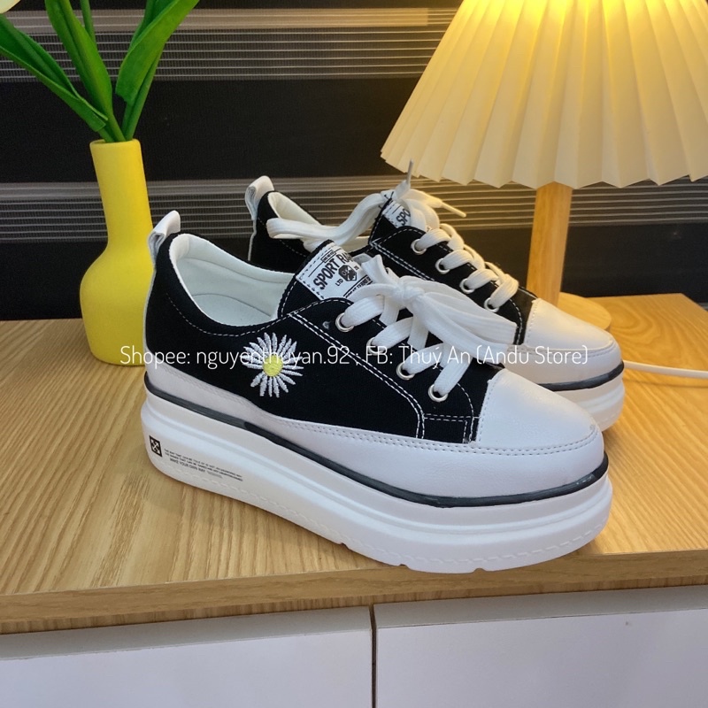 Giày thể thao độn đế hoạ tiết cao 7cm