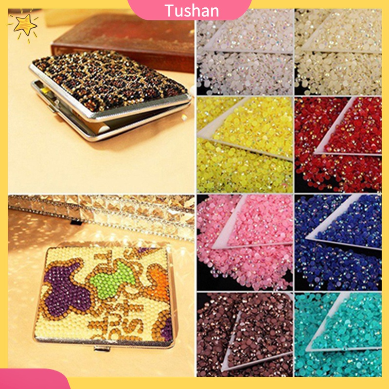 Set 2000 Hạt Cườm Nhựa Resin 2 / 3 / 4 / 5mm Trang Trí Ốp Điện Thoại / Móng Tay DIY