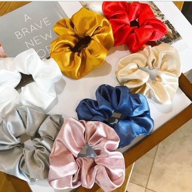 Dây buộc tóc scrunchies phi lụa mềm mịn màu xinh xắn