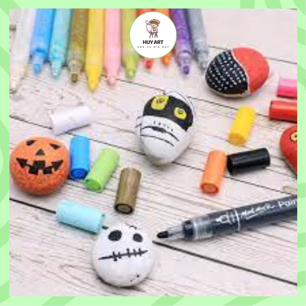 Bộ bút sơn acrylic vẽ kính | gỗ | sứ | gốm | vẽ trên mọi bề mặt 12 màu Mont Marte ngòi 1mm/3mm Acrylic Paint Pens Broad