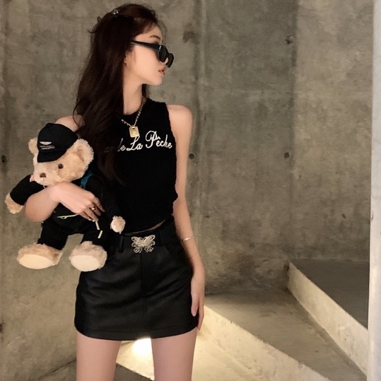 Áo croptop ZHELIHANGFEI sát nách ôm dáng thiết kế quyến rũ cho nữ