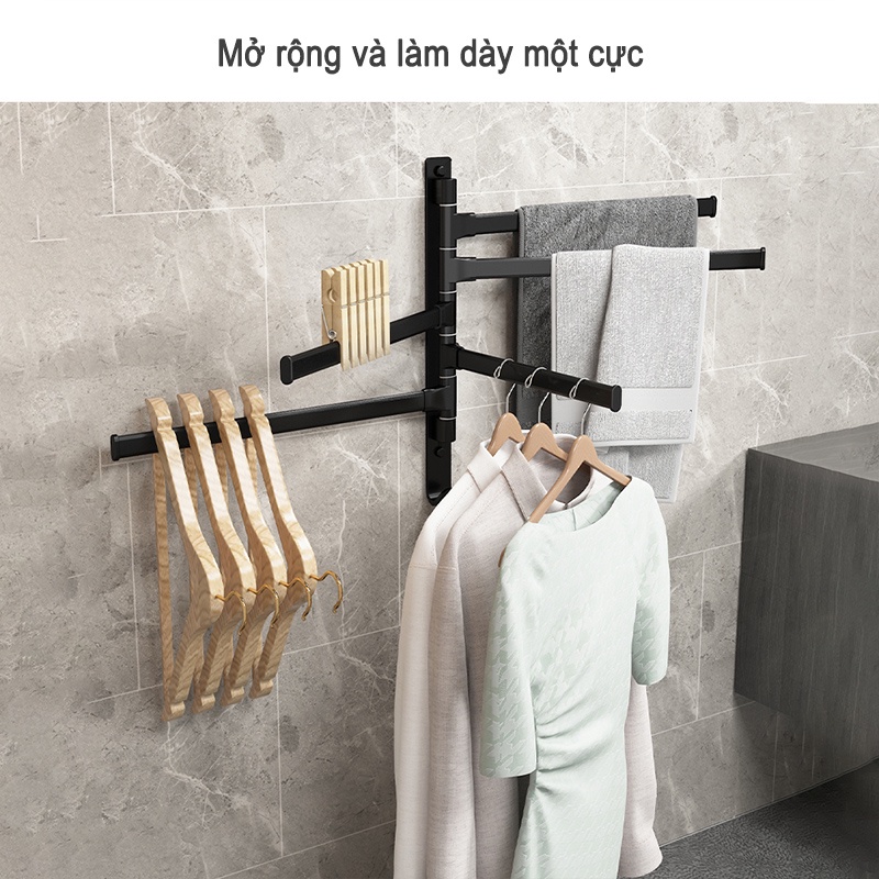 Giá Đỡ Treo Khăn Xoay 180 Độ MEIDOO, Thanh Treo Khăn Bằng Nhôm Siêu Nhẹ Gắn Tường Tháo Lắp Tiện Lợi