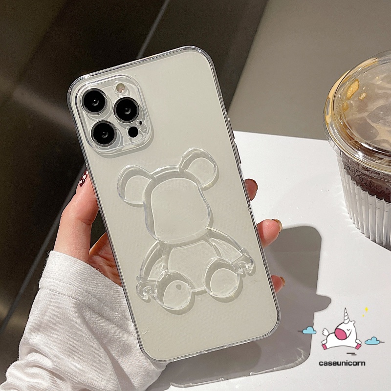 Ốp Điện Thoại TPU Mềm Trong Suốt Hình Gấu 3D Cho iPhone 11 12 13 14 Pro MAX XR 6 6s 7 8 14 Plus X XS MAX SE 2020