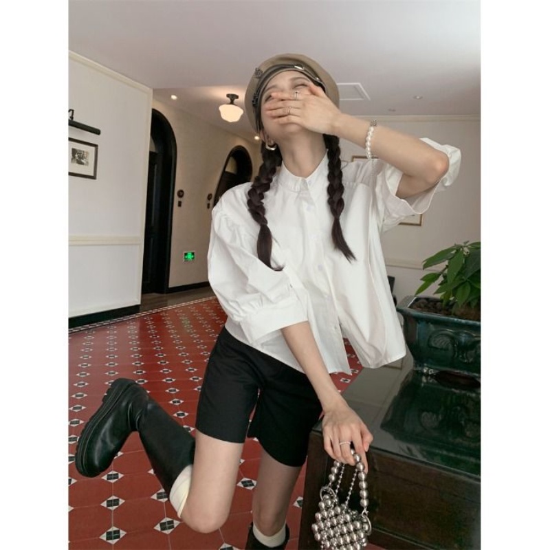 Áo Kiểu Tay Phồng Dáng Rộng Thời Trang Mùa Hè Hàn Quốc Cho Nữ