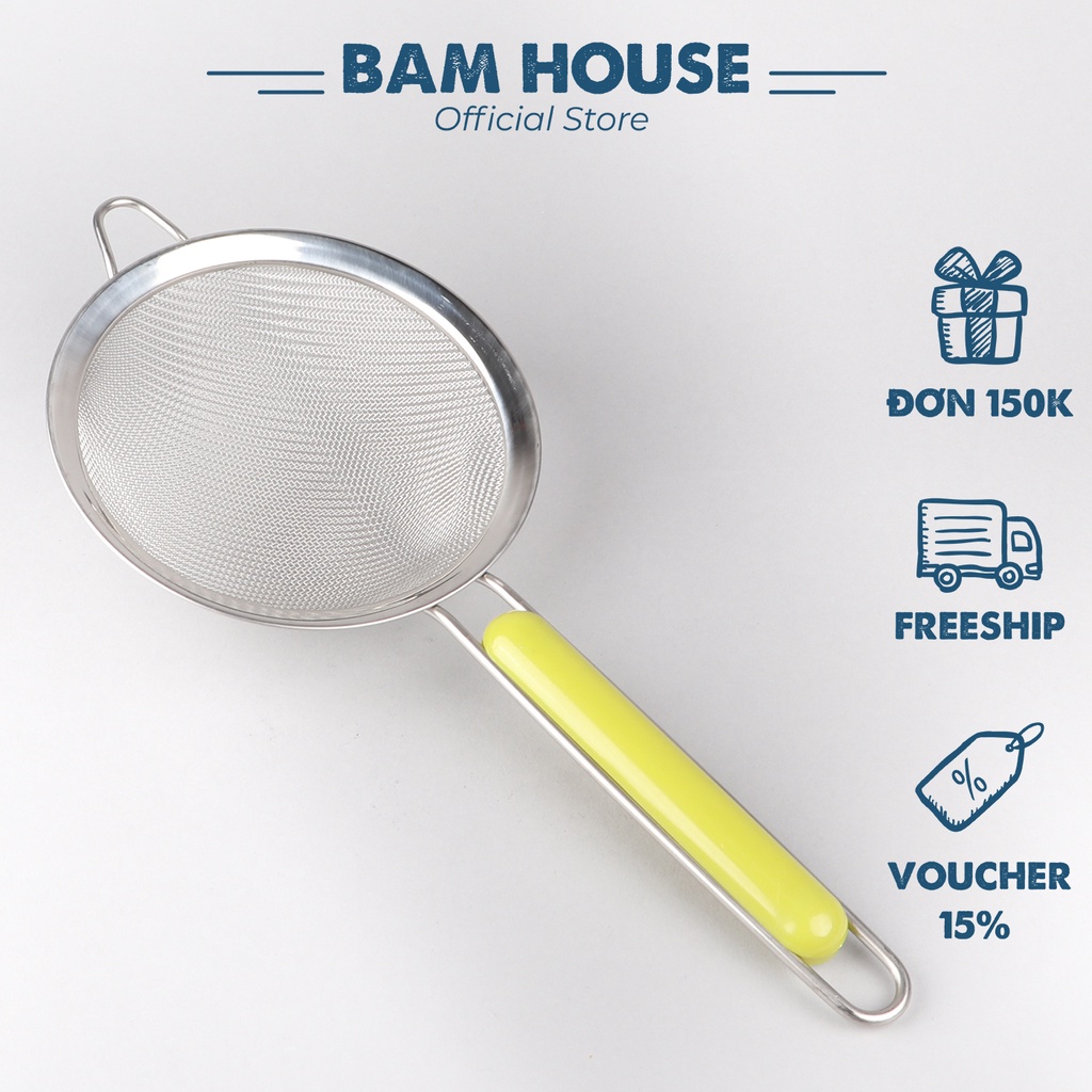Ray lọc cháo và nước cốt inox Bam House cán nhựa xanh đường kính 14cm cao cấp RCX02 - Gia dụng bếp