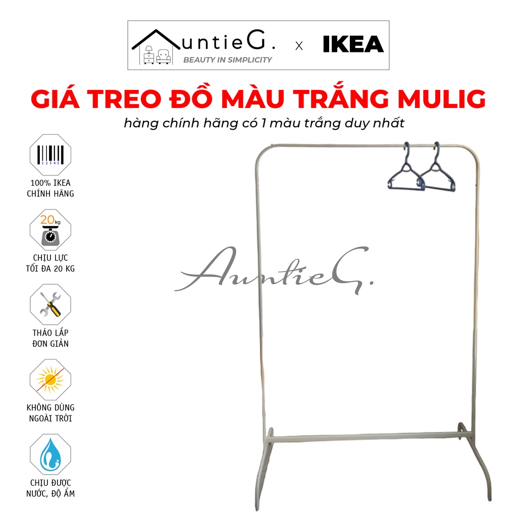Giá treo quần áo MULIG 🔴𝐹𝑅𝐸𝐸𝑆𝐻𝐼𝑃 🔴 IKEA 99 x 46 x 152 cm giàn phơi màu trắng
