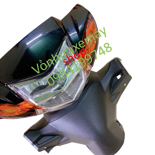 Bộ ốp đầu xe SIRIUS HELO 3 món: ốp đầu, gáy màu đen -kèm pha đèn 2 Tầng sirius helo màu BẠC