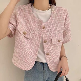 Áo dạ tweet tiểu thư tay cộc hàng Quảng Châu
