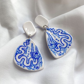 Khuyên tai đất sét nung Polymer Clay (Dragon Porcelain)