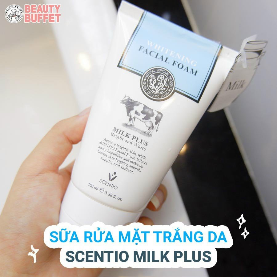 Sữa rửa mặt tạo bọt Scentio Milk Plus 100ml dưỡng trắng và trẻ hoá da - Mỹ phẩm chính hãng Thái Lan SRMMP100