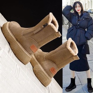 Giày Bốt Cotton Lót Lông Cừu Dày Dặn Chống Trượt Chống Thấm Nước Thời Trang Mùa Đông 2022 Phong Cách Mới Cho Nữ