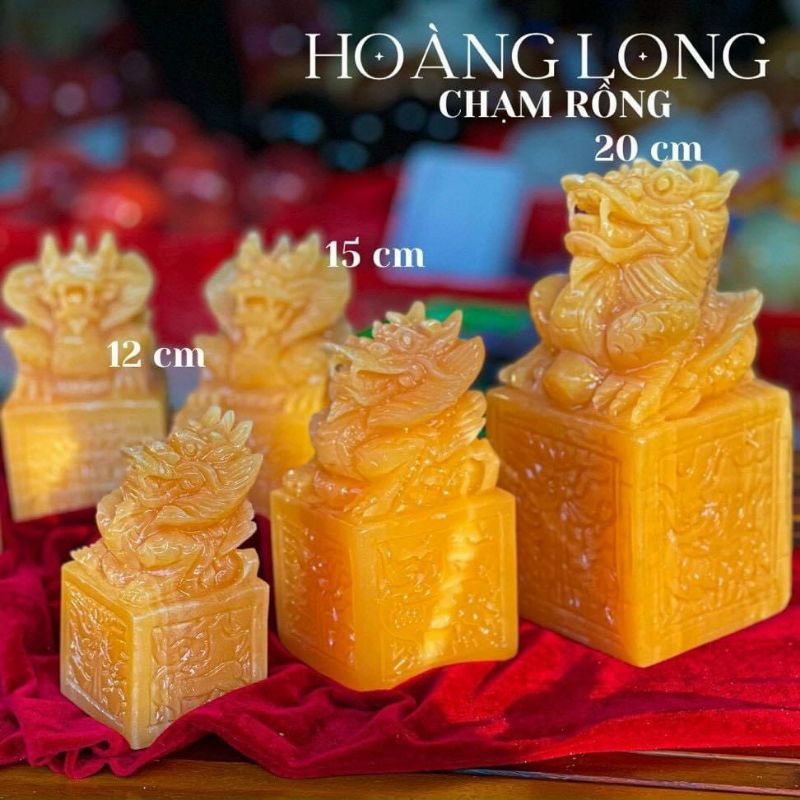 Ấn Rồng Đá Ngọc Hoàng Long  và Ngọc Pakistan  cao 10cm