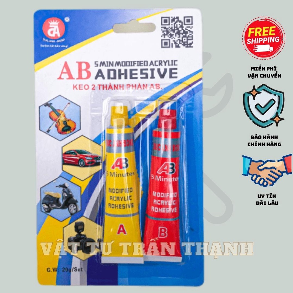 Keo dán sắt 2 thành phần AB Đức Anh, Deyi 20g/set - 80g/set to nhỏ {Hàng chính hãng, giá tốt}