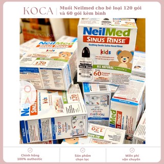 Muối Neilmed Kids cho bé loại 120 gói và 60, 30 gói kèm bình