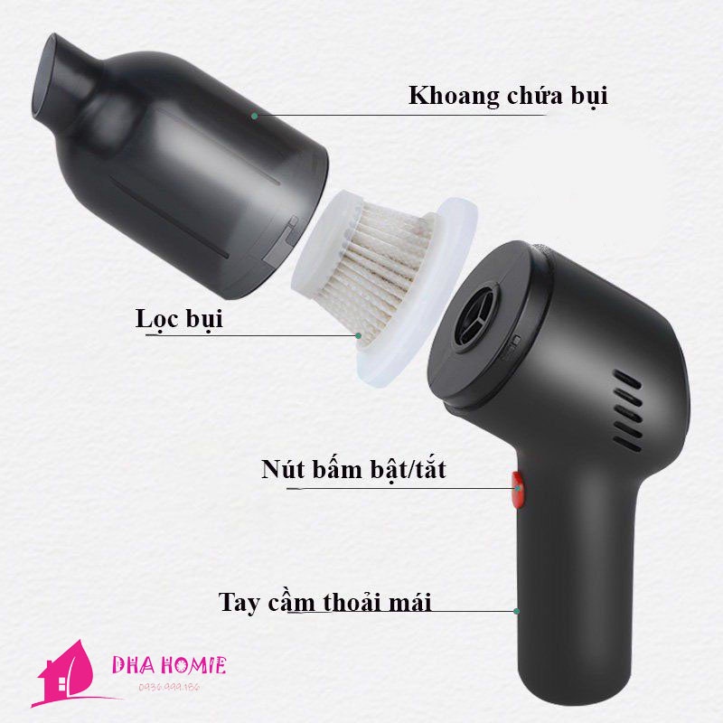 MÁY HÚT BỤI CẦM TAY MINI, HÚT LÔNG CHÓ MÈO, HÚT BỤI Ô TÔ BẢO HÀNH 6 THÁNG.