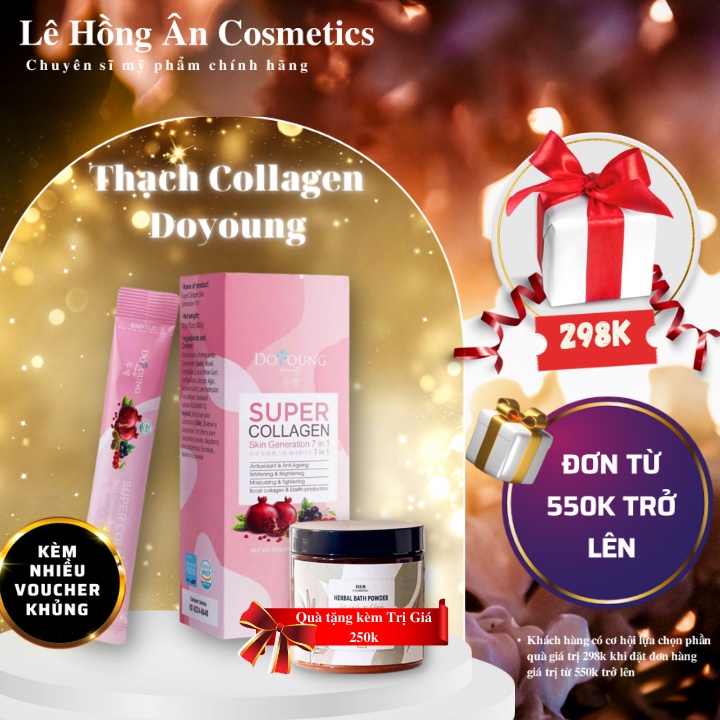Thạch collagen lựu Doyoung SUPER COLLAGEN SKIN GENERATION 7 IN 1 sáng da chống lão hóa 1 hộp 15 thanh