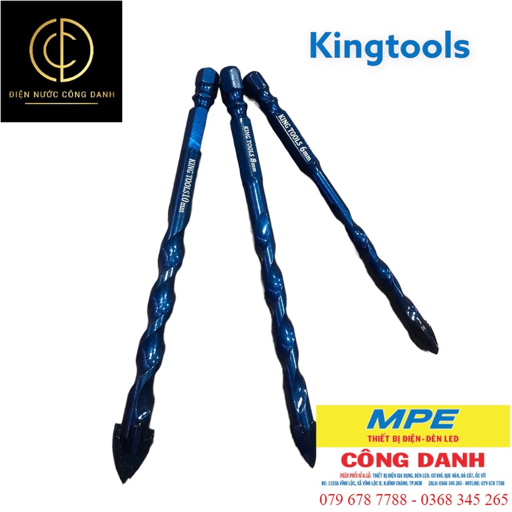 Mũi khoan 4 cạnh chui lục giác khoan gỗ/bê tông/sắt/nhựa Kingtools 6/8/10