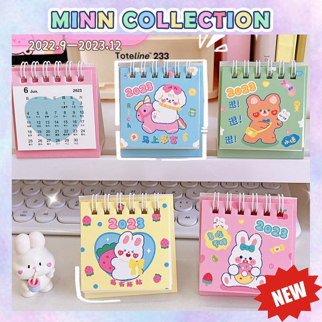 Lịch 2023, lịch mini để bàn dễ thương nhiều màu, lịch bỏ túi trang trí bàn học (tính từ 09/2022)