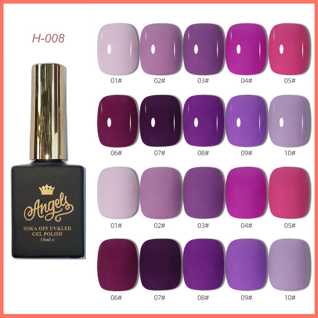 Angels Sơn móng tay chuỗi màu tím Sơn Gel UV Angels, AH8