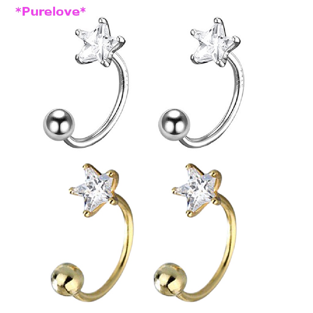 Set 2 Khuyên Tai Đính Đá Pha Lê Bằng Thép Không Gỉ Phong Cách Hàn Quốc Cho Nữ Mới