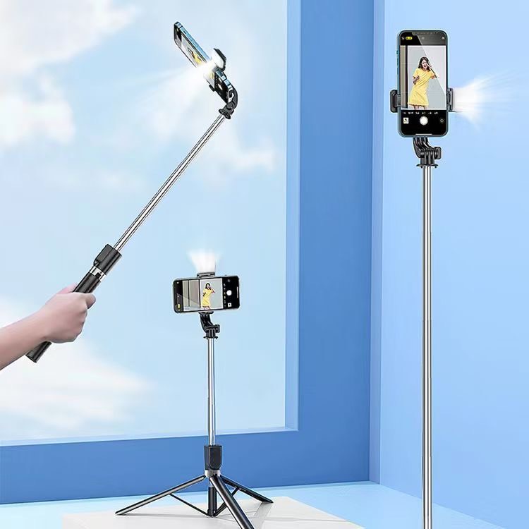 Gậy chụp ảnh selfie có đèn led trợ sáng kèm bluetooth Q07s 3 chân đa năng chụp hình, giá đỡ điện thoại livestream