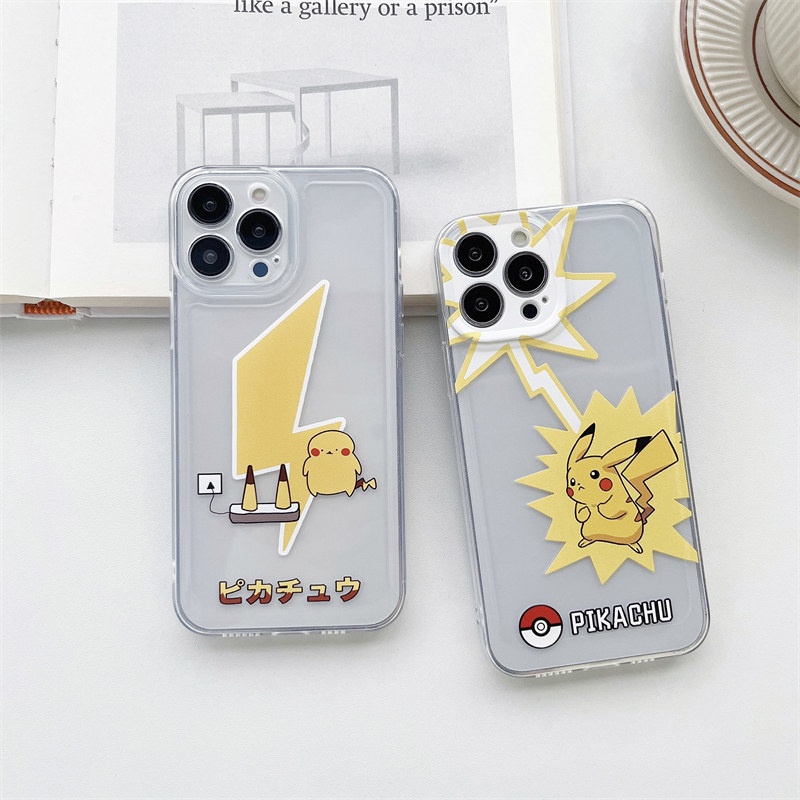 Ốp Điện Thoại Mềm Chống Sốc In Hình Pikachu Cho iPhone 14 13 12 11 Pro X Xs Max XR 7 8 Plus SE2 SE3 14 Plus