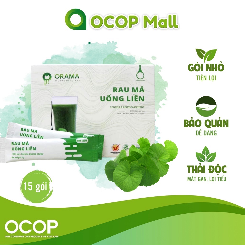 Bột rau má nguyên chất sấy lạnh uống liền không đường Quảng Thanh hộp 15 gói, giúp giải nhiệt thanh mát cơ thể