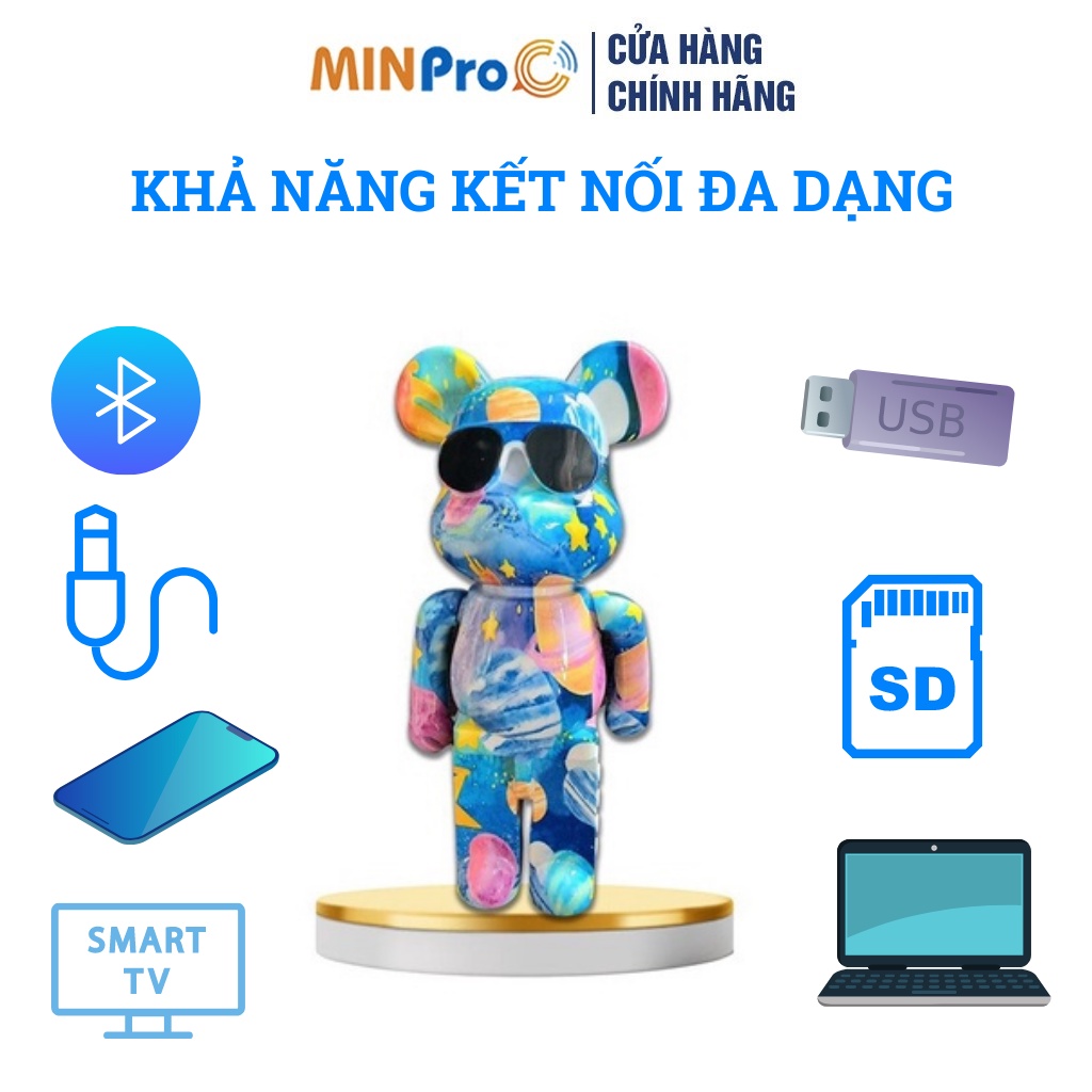 Loa bluetooth gấu Bearbrick MINPRO B5+ loa không dây mini bass mạnh cầm tay decor để bàn đẹp