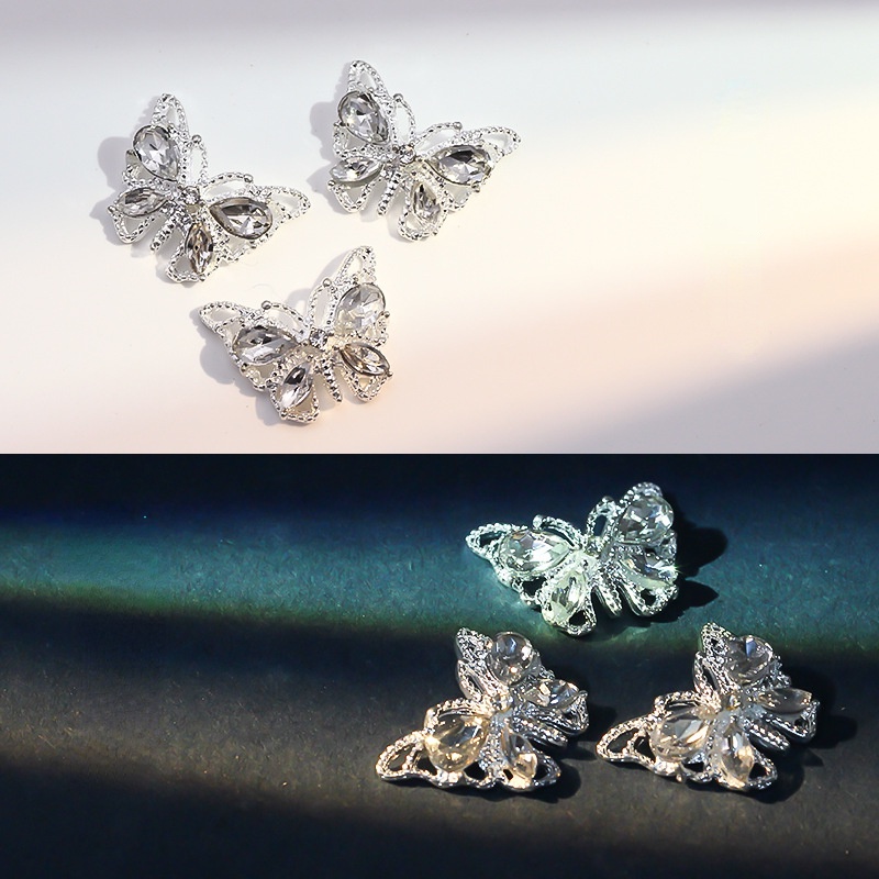 Phụ Kiện Trang Trí Móng Tay Hình Bướm Bằng Hợp Kim Đính Đá Xinh Xắn