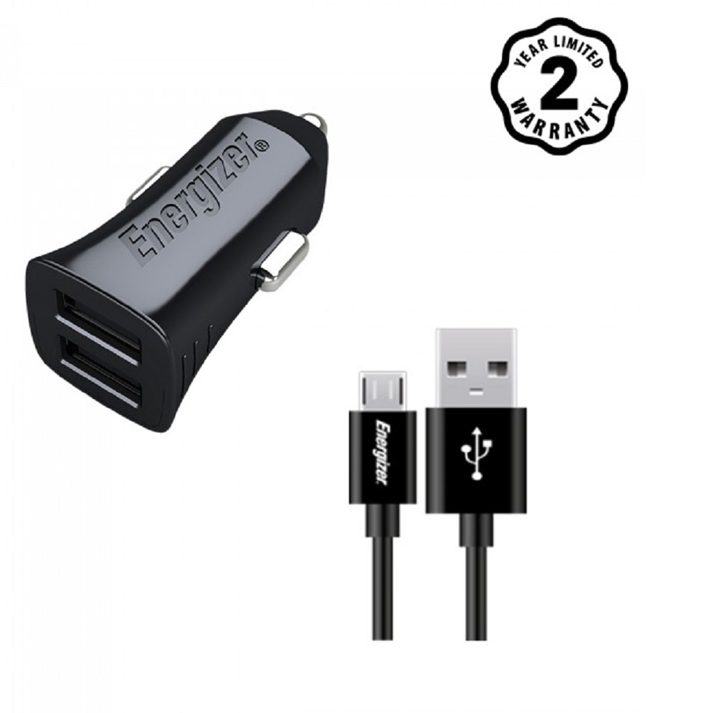 Sạc ô tô energizer 2.4a 2usb + kèm cáp micro usb - dca2bhmc3 - ảnh sản phẩm 2