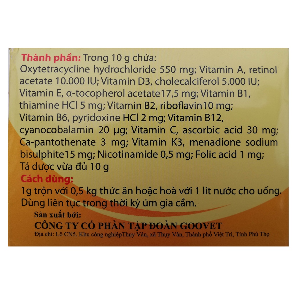 ÚM GIA CẦM 10 g Bổ sung dinh dưỡng, kích thèm ăn chảy cho gà chọi, chim cảnh