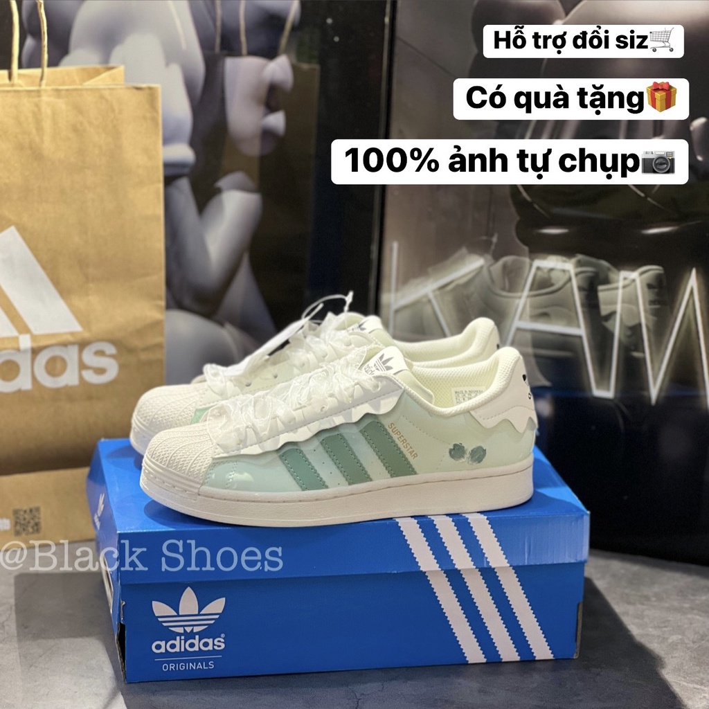 Giày Adidas Sò Super Star Xanh Pastel Sneaker Thể Thao Nam Nữ Chạy Bộ