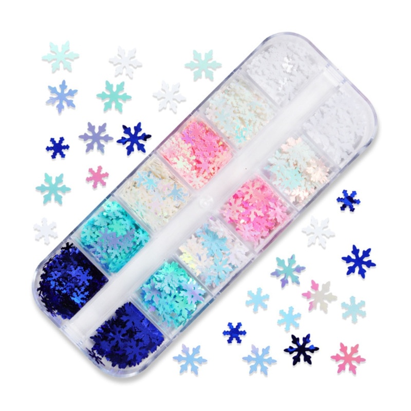 Hộp Sequin Hình Bông Tuyết Dùng Trang Trí Móng Nghệ Thuật