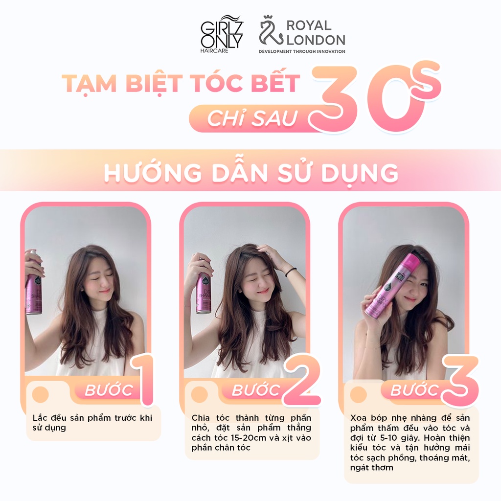 Combo 2 Dầu Gội Khô Dry Shampoo Girlz Only Vượt trội Dazzling Volume & No Residue Nude