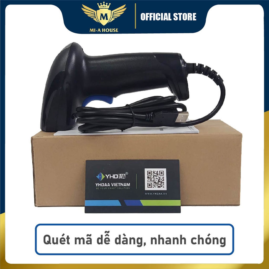 Máy quét mã vạch Qrcode YHD 1100D (2D) có dây - Máy bắn mã vạch 2D có dây cắm cổng USB kết nối Máy tính