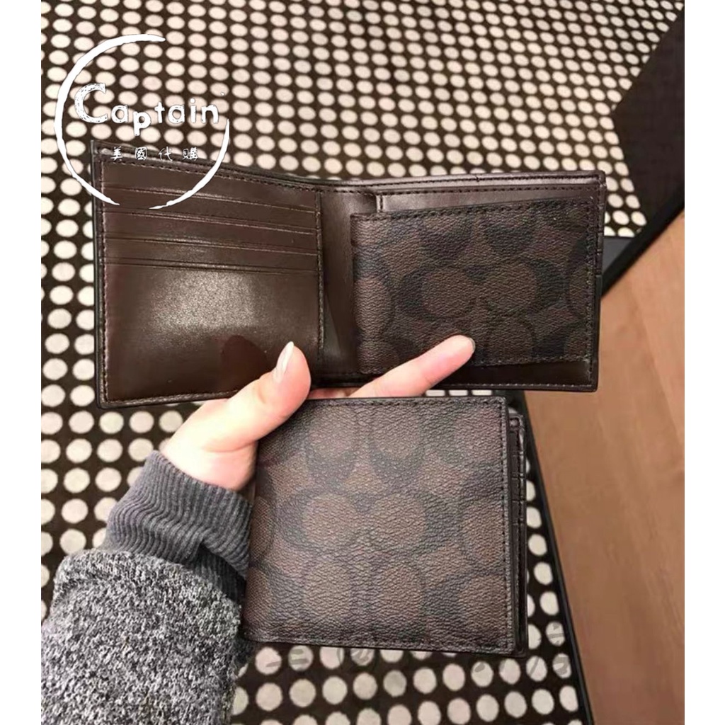 COACH  Ví Da Nam Gập Đôi Thời Trang 74993 74991 Giá Đỡ