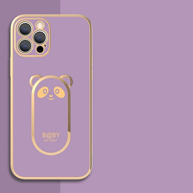 Ốp Điện Thoại Dẻo Họa Tiết Gấu Vuông Kèm Giá Đỡ Đứng Sang Trọng Cho iPhone 6 7 Plus X XS MAX 11 1